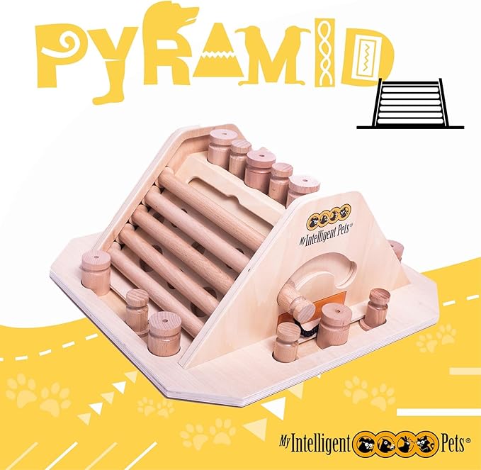 Pyramid - Brain Game for Dogs, Interactive Wooden Puzzle Toy for Mental Stimulation, Boredom Buster for Smart and Active Dogs