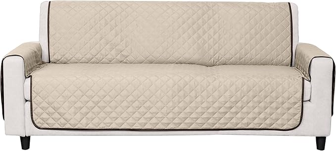 Furhaven Water-Resistant & Reversible Sofa/Couch Cover Protector for Dogs, Cats, & Children - Two-Tone Pinsonic Quilted Living Room Furniture Cover - Espresso/Clay, Sofa