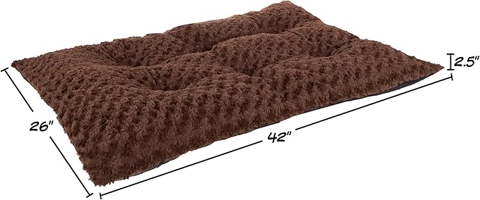 Dog Bed – 42x26 Large Pet Pillow and Crate Pad with Faux Fur Sleep Surface and Non-Slip Bottom – Machine Washable Dog Bed by PETMAKER (Brown)