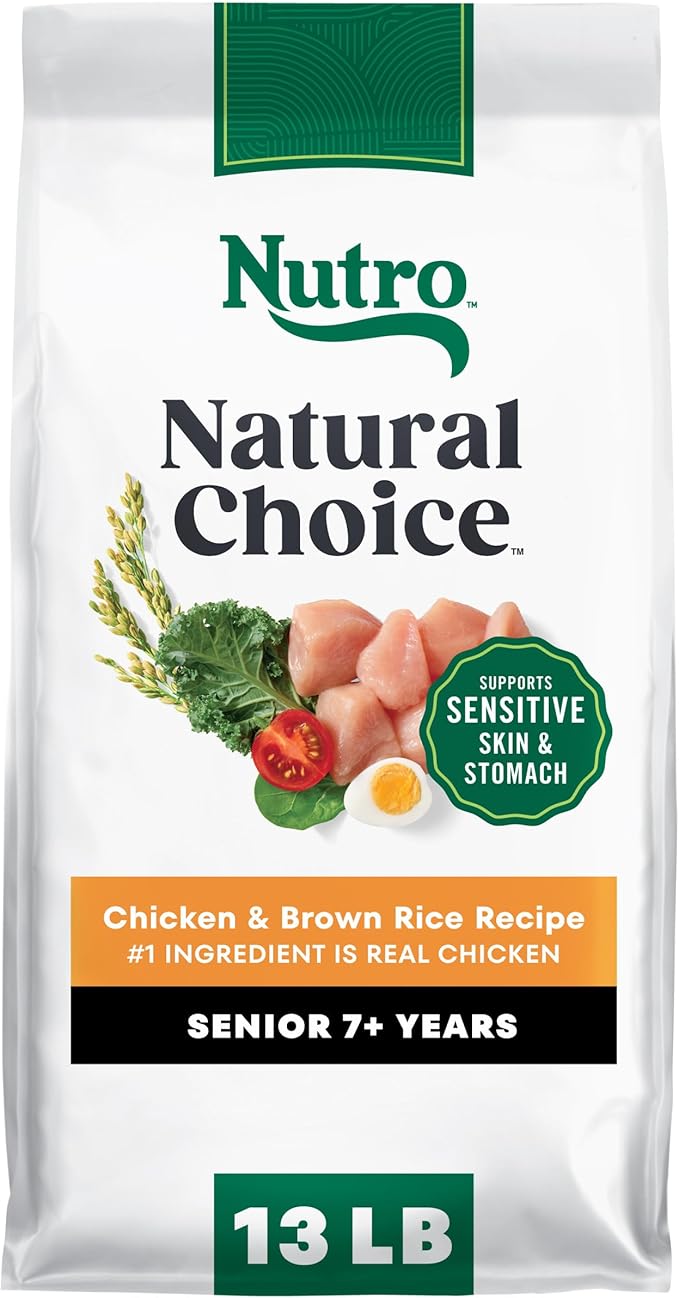 Nutro Natural Choice Senior Dog Food Dry Recipe, Chicken and Brown Rice Recipe, Dry Dog Food, 13 lb. Bag