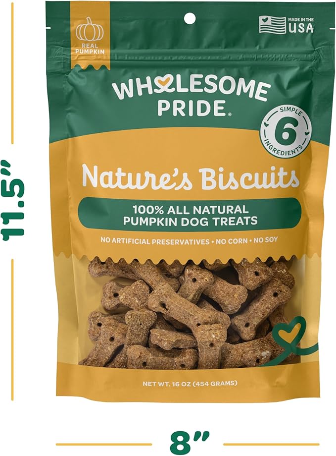 Wholesome Pride Nature's Biscuits Mini Dog Treats, Pumpkin