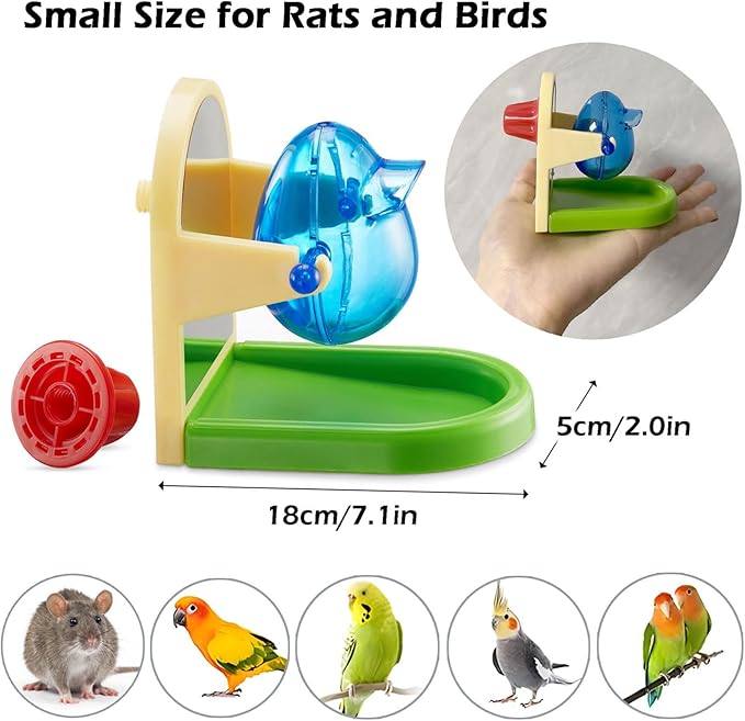 Rat Enrichment Bundle Interactive Puzzle Feeders with Adjustable Climbing Gym Set Includes 2 Foraging Toys and Flexible Wooden Ladder for Rats Mice Small Birds Cage Accessories