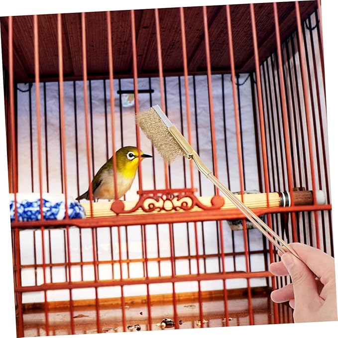 BESPORTBLE 1set Bird Cage Cleaning Brush with Handle and Steel Bristles for Efficient Grime Removal from Cages Trays and Accessories for Parrots and Animals