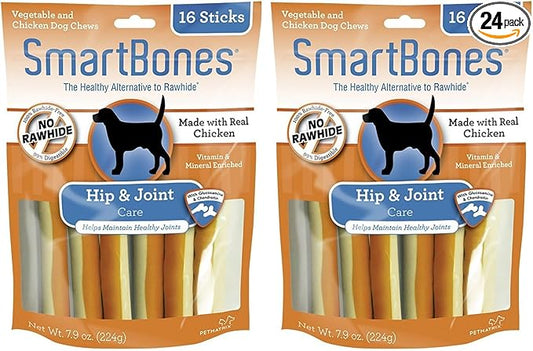 SmartBones Hip and Joint Care Sticks, Rawhide-Free Chews for Dogs, with Glucosamine and Chondroitin, 16 Count (Pack of 2)