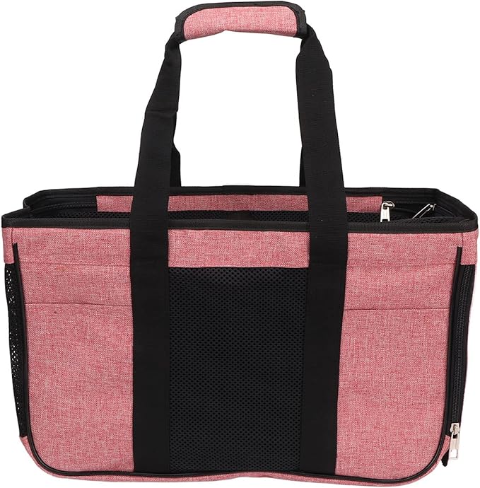 Cat Carrier Breathable Prevent Escape, Portable Cat Travel Carrier for Small Animals, Soft Cat Bag with Adjustable Shoulder Strap, 2 Storage Pockets for Pet Toys and Food, Ideal fo (Pink with Black)