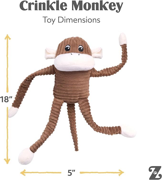 ZippyPaws Spencer The Crinkle Monkey, Large
