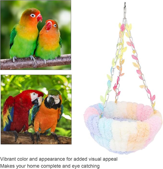 Bird Hanging Hammock, Plush Warm Bird Swing Bed Bird Cage Accessory for Parakeets Budgie Conure Cockatiel