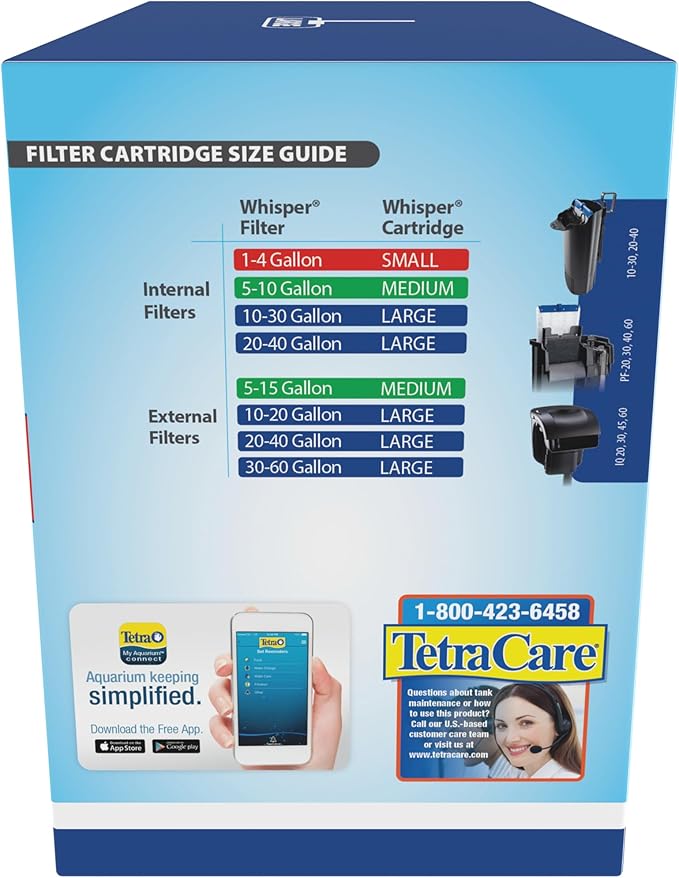 Tetra Whisper Bio-Bag with Stay Clean, Large Filter Cartridges for Aquariums, 4 Count, Unassembled, Fits Tetra Whisper Fish Tank Filters 10-30 Gal, 20-40 Gal, PF-20, 30, 40, 60, IQ 20, 30, 45, 60
