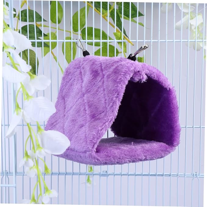 WOONEKY Adorable Parrot Hammock Small Plush Sleeping Bed for Birds Warm Hanging Hut for Bird Cage Encourages Exercise and Comfort