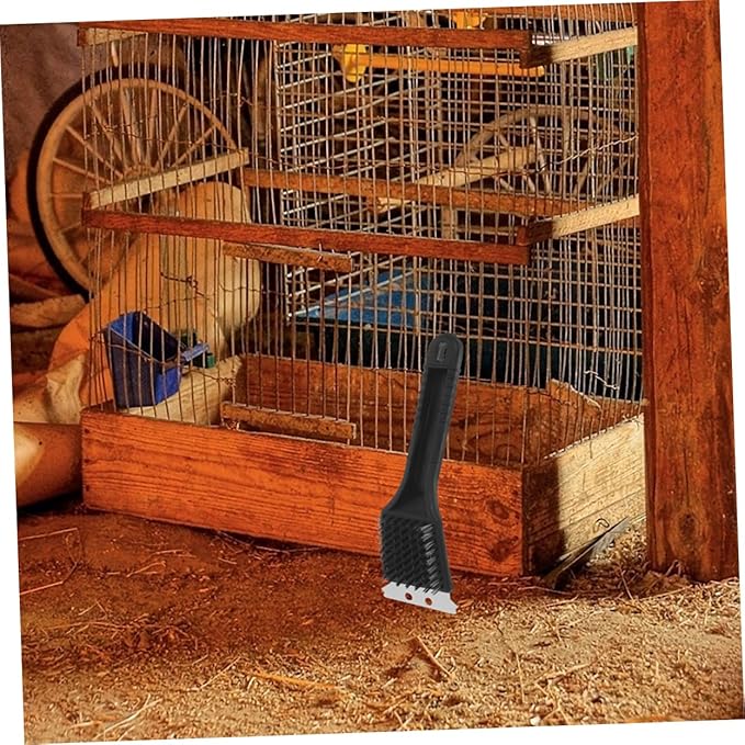 VANZACK 2Pcs Stainless Steel Bird Cage Cleaning Brush Ergonomic Long Handle Tool for Efficient Birdcage Maintenance Droppings Removal for Parrot Pet Cage Cleaning
