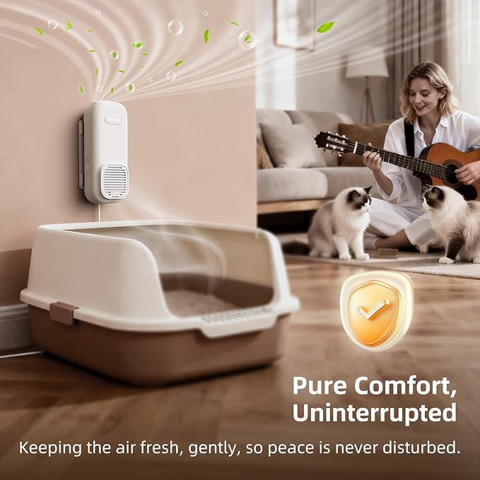uahpet Cat Litter Deodorizer, No Ozone Air Purifier Plug in, Nano-Tech Cat Odor Eliminator for Litter Box, Filterless Odor Remover with 5ft Cord, Safe & Quiet Air Freshener for Pet Homes