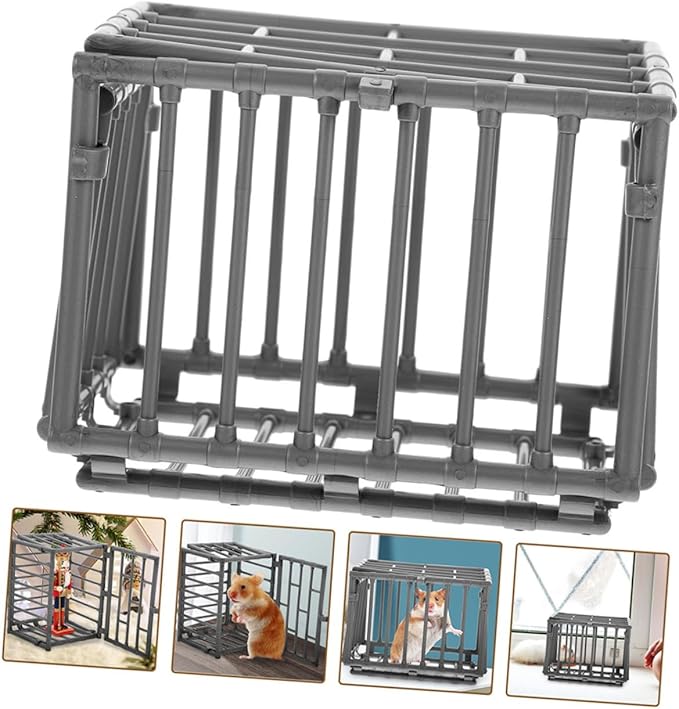 VICASKY 3pcs Miniature Cage Model for Small Animals DIY Toy Accessories Action Figure Cage Decor for Pets