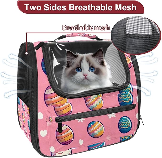 Portable Travel pet Backpack Carrier Hamster Bag Small Dog cat Carrier Breathable Hang Bag, Eggs for Easter (2)