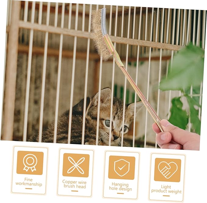 1set Bird Cage Cleaning Brush Handle and Two Brush Practical for Easy Cleaning of Birdcages Suitable for Parrots and Pets
