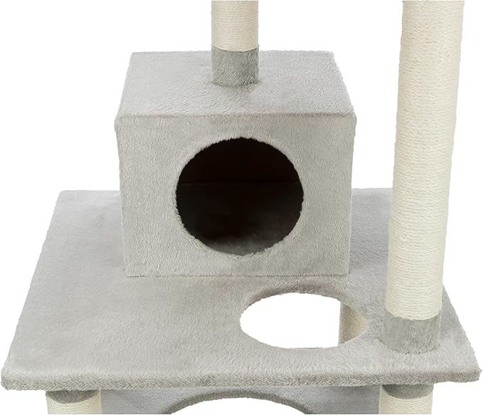 TRIXIE Abby 63.5" Cat Tower, 4-Level Sisal & Plush Cat Tree, Cat Scratcher, Condo, Hammock, Platforms Dangling Cat Toy