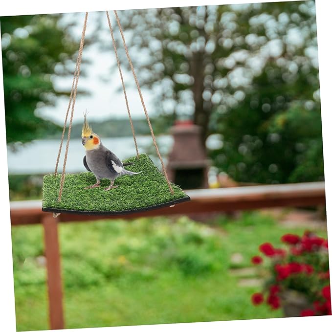 Artificial Grass Climbing Net for Small Pets Bird Playground Bearded Dragon Bed Easy to Install Indoor Outdoor Accessory Square
