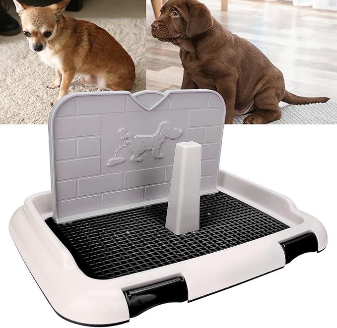 KIMISS Dog Toilet for Home, Indoor Puppy Training Toilet, Cat Potty Fence, Scheduled Urination Potty Tray, Dog Litter Box (Black, 18.3 x 13.9 x 9.3 inches)