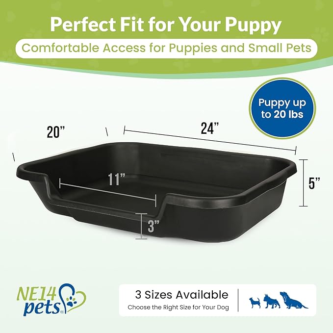 Dog Litter Box, Large Size, Blacksmithe Black, Durable & Pet Safe Puppy Litter Box, Indoor Open Top Entry Dog Litter Pan, Comfortable for Dogs, Great for Dogs up to 20 lbs