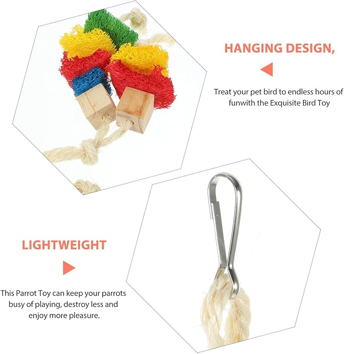 Natural Parrot Chewing with Seagrass Rope Bird Foraging and Shredding Lightweight Wear-Resistant Hanging Accessory for Cage Decoration and Active Pet Play