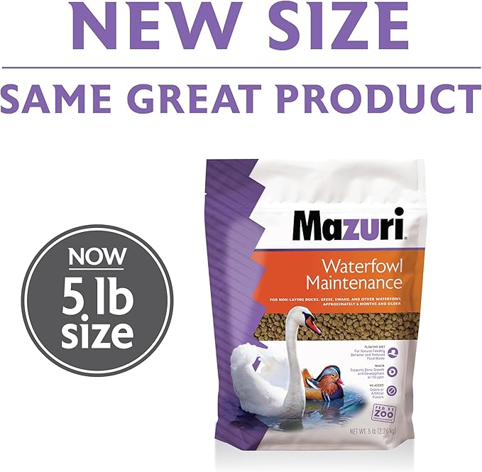 Mazuri Waterfowl Maintenance Food for Ducks & Geese | 5 Pound (5 LB) Bag