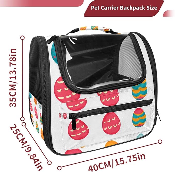 Happy Easter (3) Cat Backpack Carrier Pet Backpack Carrier for Small Dogs and Medium cat Puppy Kitten Bunny