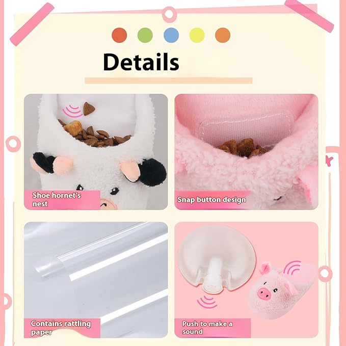 Dog Snuffle Toy, Plush Slipper Shaped Crinkle Toy with Hidden Treat Pocket and Squeaker for Cats and Small Dogs Chewing Play (Fox)