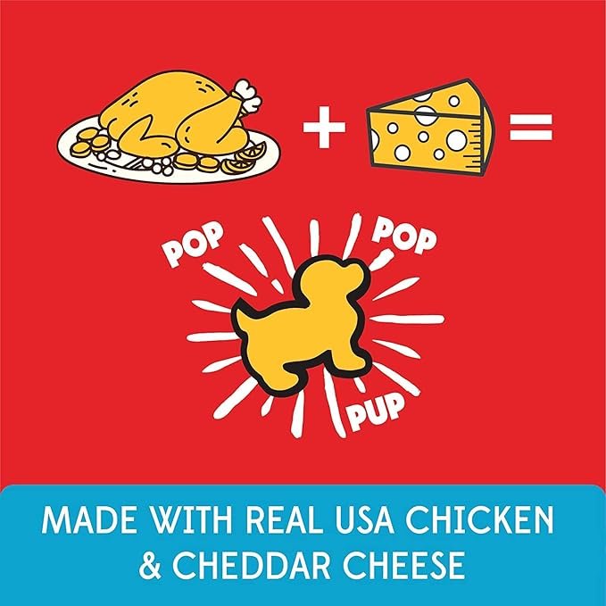Pupcorn Plus - Puffed Dog Treats with Prebiotics and Probiotics - Chicken and Cheddar Cheese (4oz) - Made in USA (Pack of 3)