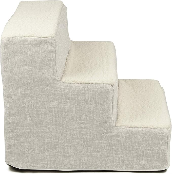 Majestic Pet Portable Pet Stairs | Soft Sherpa Steps Foam Feeling | Steps for Dogs & Cats | Dog & Cat Ramp | Indoor Only | Max Weight: up to 250 Lbs, 3 Step, Palette Heathered Gray