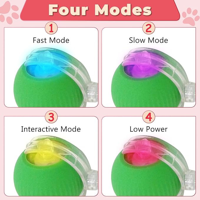 1pcs Smart Interactive Pet Toy Ball, Self Rolling Dog Ball Interactive Cat Toys, 360° Smart Automatic Rolling Ball Toy for Dogs Cats Indoor Outdoor Play (Red)