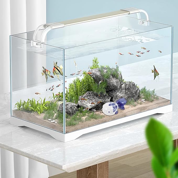 HOMSFOU Ceramic Fish Figurine Floating Ball Fish Tank Float Blue and White Goldfish Statue Porcelain Balls Centerpiece Miniature Underwater Aquatic Animal Figures for Zen Garden Tea Pet