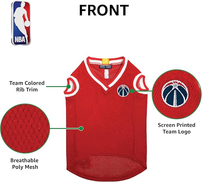 Pets First NBA WASHINGTON WIZARDS DOG Jersey, Large - Tank Top Basketball Pet Jersey