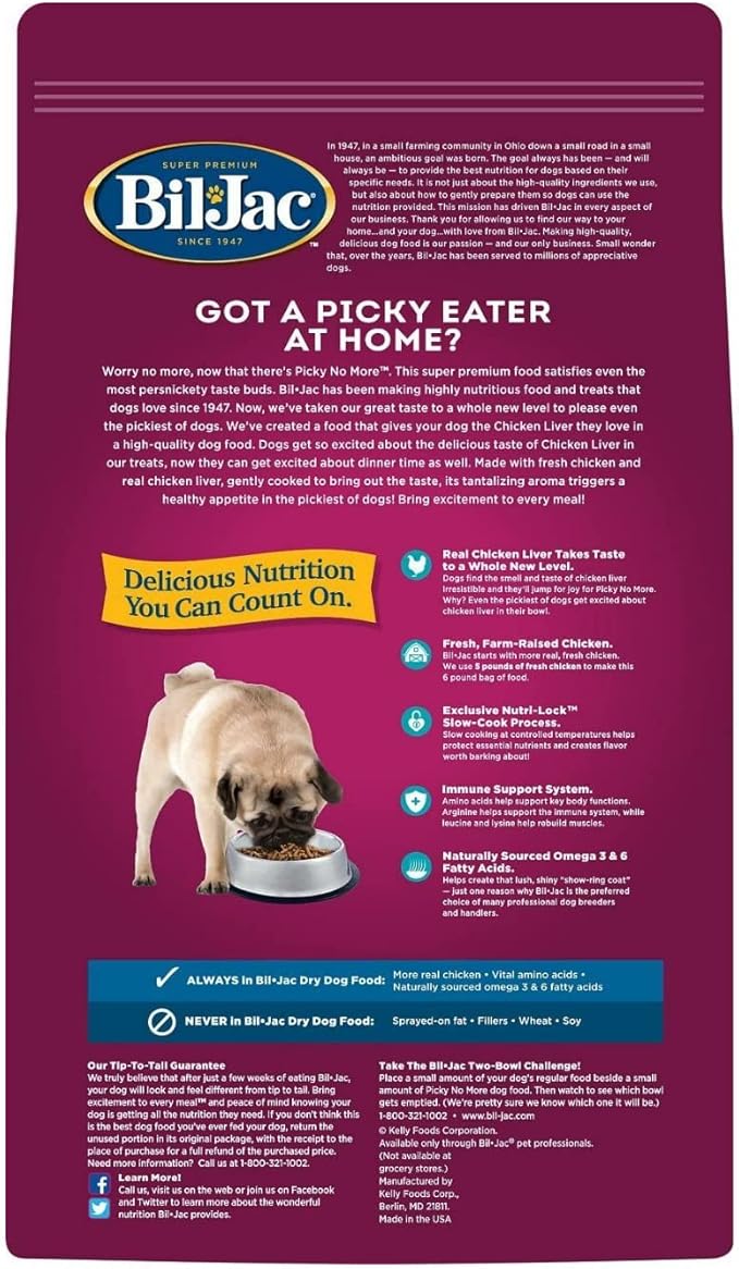 Bil-Jac Picky No More Small Breed Chicken Liver Dry Dog Food | 6 lb