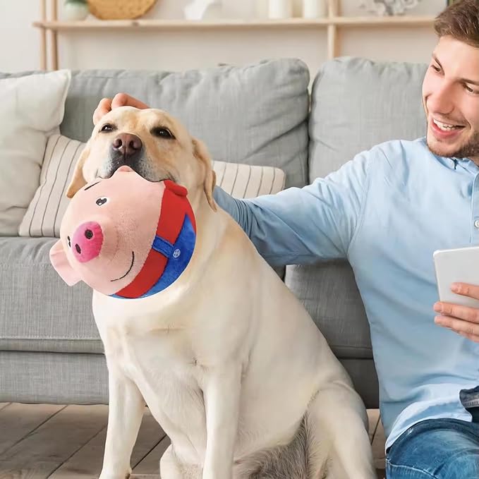 Dumwick Interactive Dog Toys for Boredom,Moving Dog Toy, Active Moving Pet Plush Toy, Squeaky Moving Dog Ball Toy,Interactive Toys for Dogs Cats and Pets (Blue Pig)