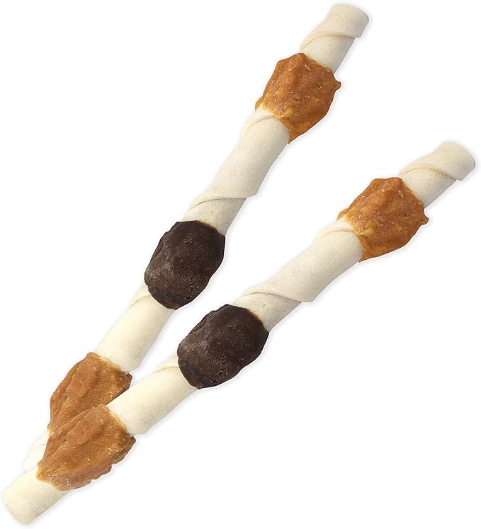 Cadet Gourmet Shish Kabob Dog Chews for Large Dogs, Rawhide Treats with Chicken and Sweet Potato, Healthy & Natural Beef Hide, 10-Inch Sticks, 8 Count