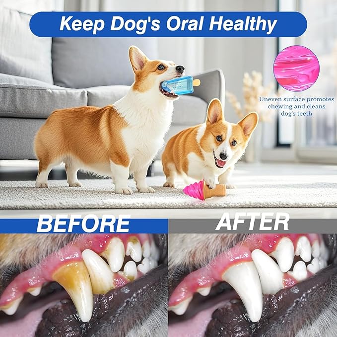 Pawaboo Dog Cooling Chew Toys, 2 Pack Freezable Pet Teething Toy for Puppies for Summer Cooling, Dog Freezer Chewing Ice Toy for Teeth Cleaning, Reusable Puppy Frozen Toys Relieve Dental Discomfort