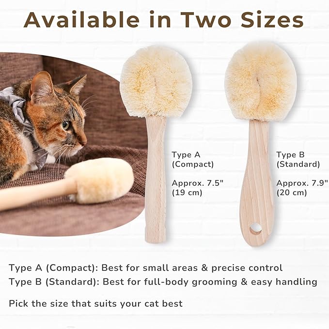 Wablade Cat Brush, Gentle Grooming Brush for Sensitive Cats & Kittens – Soft Grooming & Massage, Gently Removes Loose Surface Fur (Not a Deshedding Tool), Sisal, Made in Japan (Type-A)