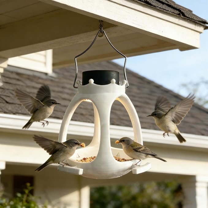 Solar Bird Feeder for Outdoors Hanging - 2026 Innovative Crown Wild Bird Feeders for Outside, Waterproof Eco-Friendly Polymer Bird Houses for Backyard Birding & Wildlife Decor (2)