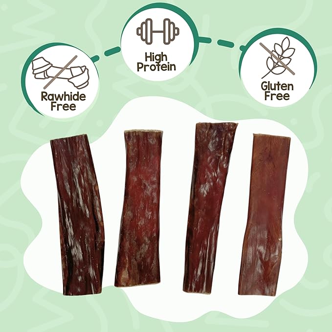Nature Gnaws Beef Gullet Chews for Small Dogs 4-5" (20 Count) - Natural Beef Jerky Stick Dog Chew Treats - Rawhide Free