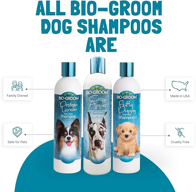 Bio-Groom Crisp Apple Dog Shampoo - Natural Scent Pet Shampoo, Aloe Vera, Chamomile, Cat & Dog Bathing Supplies, Puppy Wash, Cruelty-Free, Made in USA, Quick Rinse Cat Shampoo - 1 Gallon
