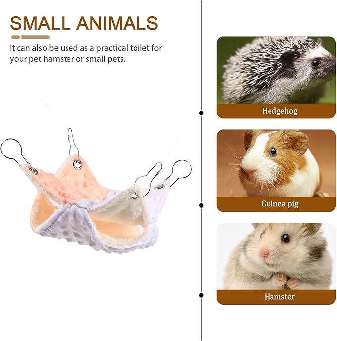 Beavorty Small Pet Hammock Bed Double-Layer Four Seasons Warm Nest for Hamsters Guinea Pigs Birds Cage Accessories White Orange Arctic Fleece Small Size