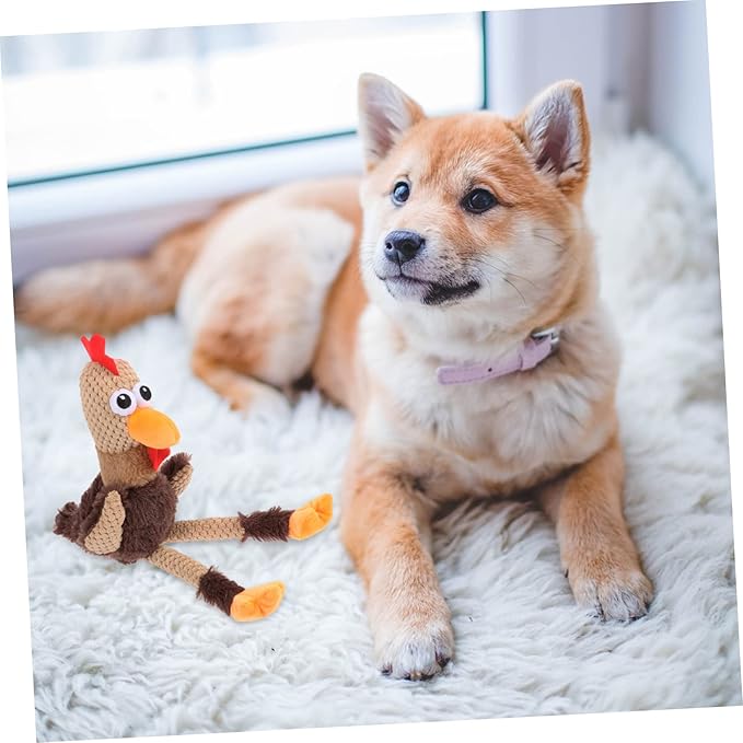 FOMIYES 2pcs Interactive Chew Toy for Dogs and Cats Funny Cartoon Rooster Plush Doll Teeth Grinding Molar Toy Pet Health and Care Washable
