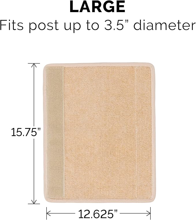Furhaven Wrap Around Scratching Post Cover for Indoor Cats, Fits Posts Up to 3.5" Diameter, Durable & Less Mess - Tiger Tough Carpet Scratch Mat - Cream, Large