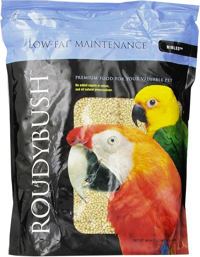 Roudybush Low Fat Food for Adult Birds & Chicks - Scientifically Formulated Bird Feed - Bird Food Pellets w/ Corn, Wheat, Soy & More - Nutritious & Healthy Feed for Birds (Nible, 44oz)