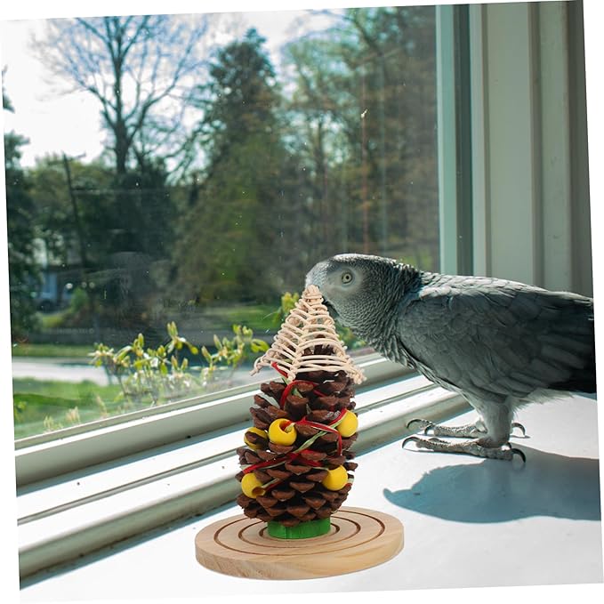HANABASS Natural Pinecone Chewing for Parrots and Hamsters Durable Bird Cage for Teeth Grinding Engaging Design for Conures Parakeets and Cockatoos