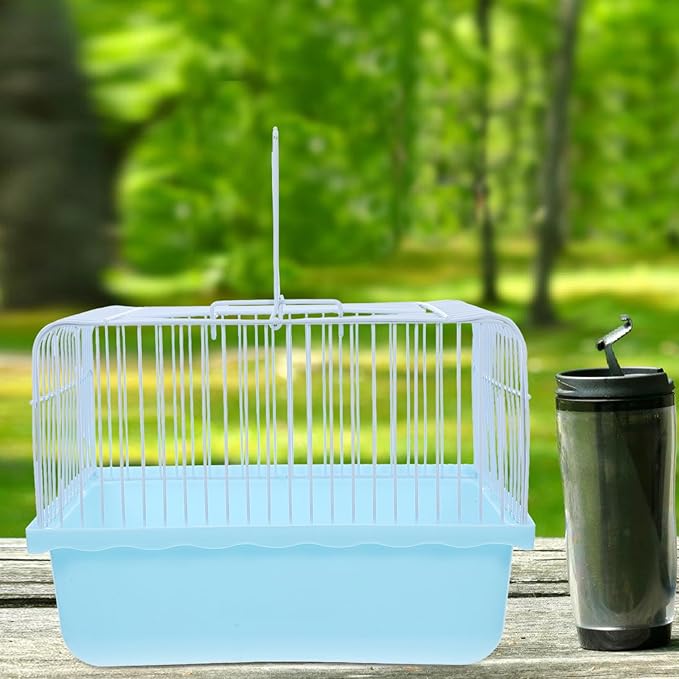 Yardwe Portable Bird Travel Cage Lightweight Plastic Carrier for Parakeets Lovebirds and Small Animals Durable Material for Travel and Comfortable Living Environment