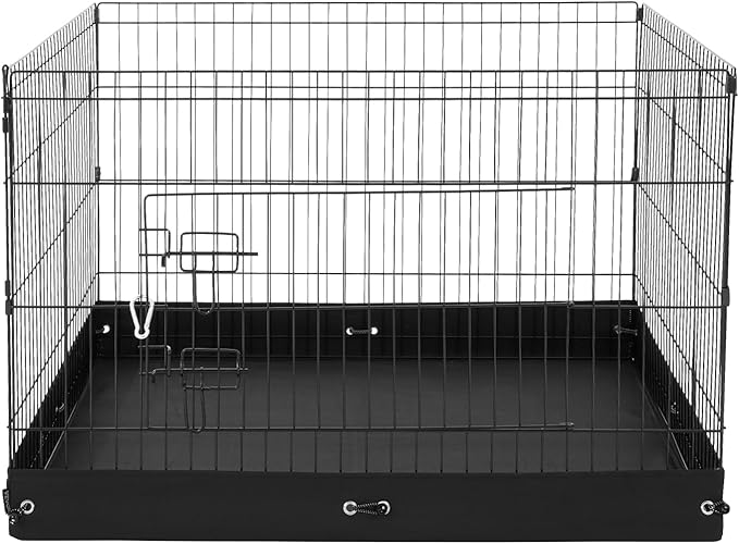 Happybuy Foldable Metal Dog Playpen, 4 Panels of 24 x 36 in, with Door and 600D Oxford Fabric Bottom Pad, Ideal for Dogs, Cats and Other Small Pets, Both Indoor and Outdoor Use