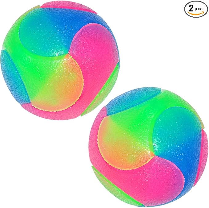 2Pcs Light Up Dog Balls,LED Dog Ball,Glow in The Dark Dog Ball,Flashing Elastic Pet Toys for Puppy, Cats, Dogs