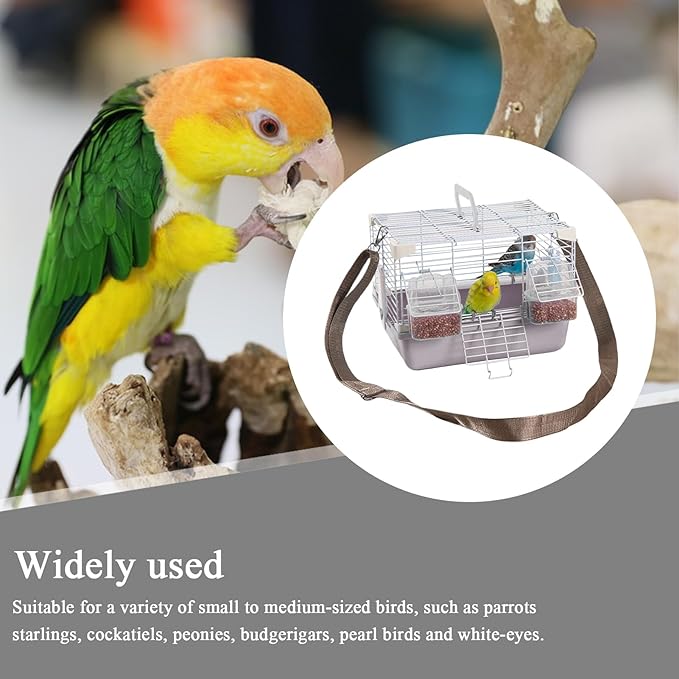 Portable Bird Cage - Travel Mini Aviary, Sturdy Handle Carrier, Easy Cleaning Design, Excellent Pet Habitat, Trending Small Animal Tool, Cockatiels Peony Budgies Accessories 10.63x7.87x7.87 Inches
