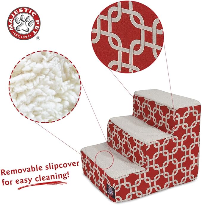 Majestic Pet Portable Pet Stairs | Soft Sherpa Steps Foam Feeling | Steps for Dogs & Cats | Dog & Cat Ramp | Perfect for Bed & Sofa | Indoor Only | Max Weight: up to 250 Lbs