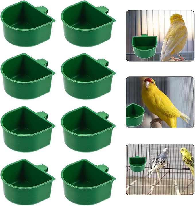 Tofficu 20pcs Bird Cage Food Bowls with Quick-Lock Clips Washable Metal Bird Food Holders for Parrot and Small Animals Universal Feeder and Rabbit Cages